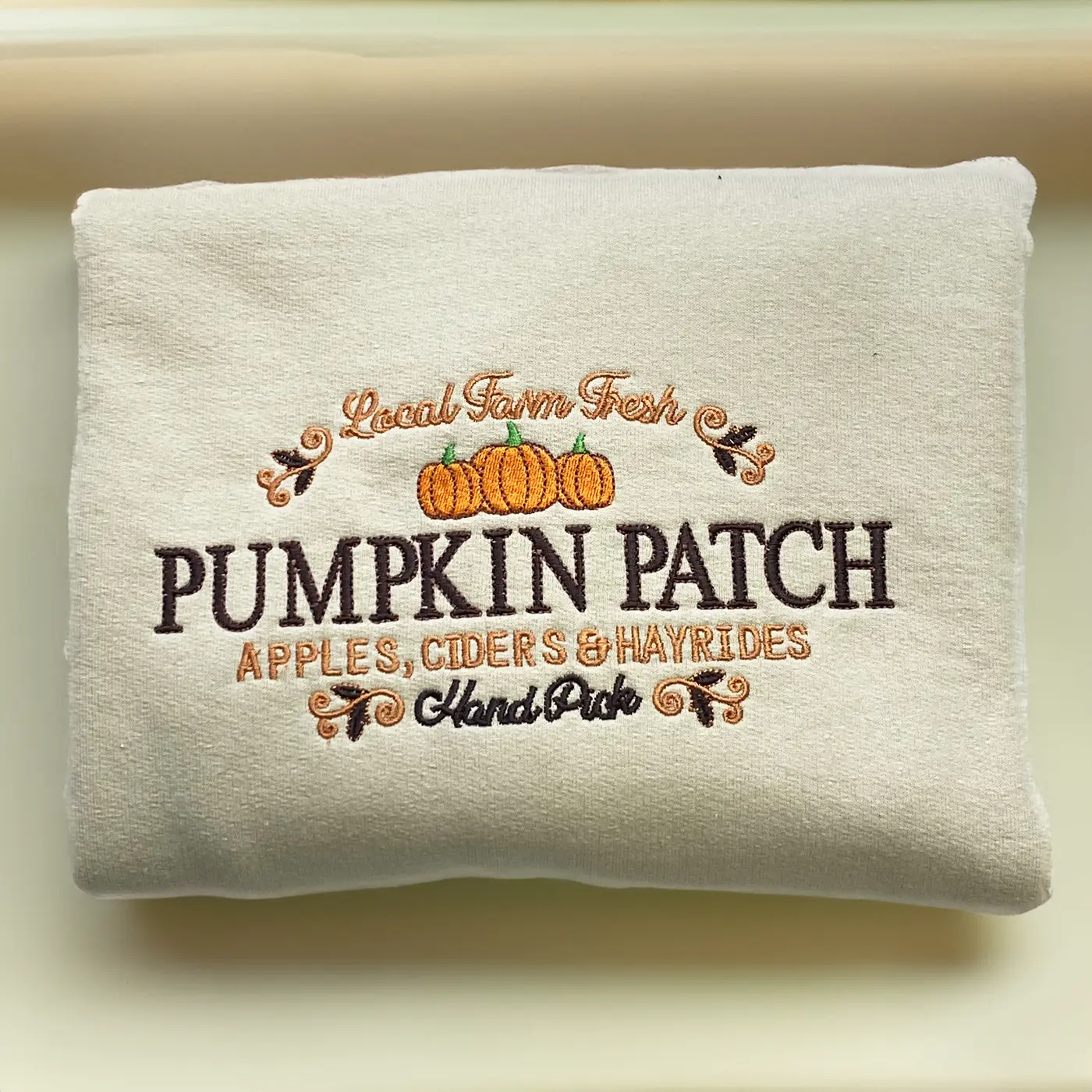 Fall Pumpkin Patch Embroidered Halloween  Unisex Crewneck Sweatshirt, Fall Aesthetic Crewneck for Her, Cozy Hayride Vibes 2026