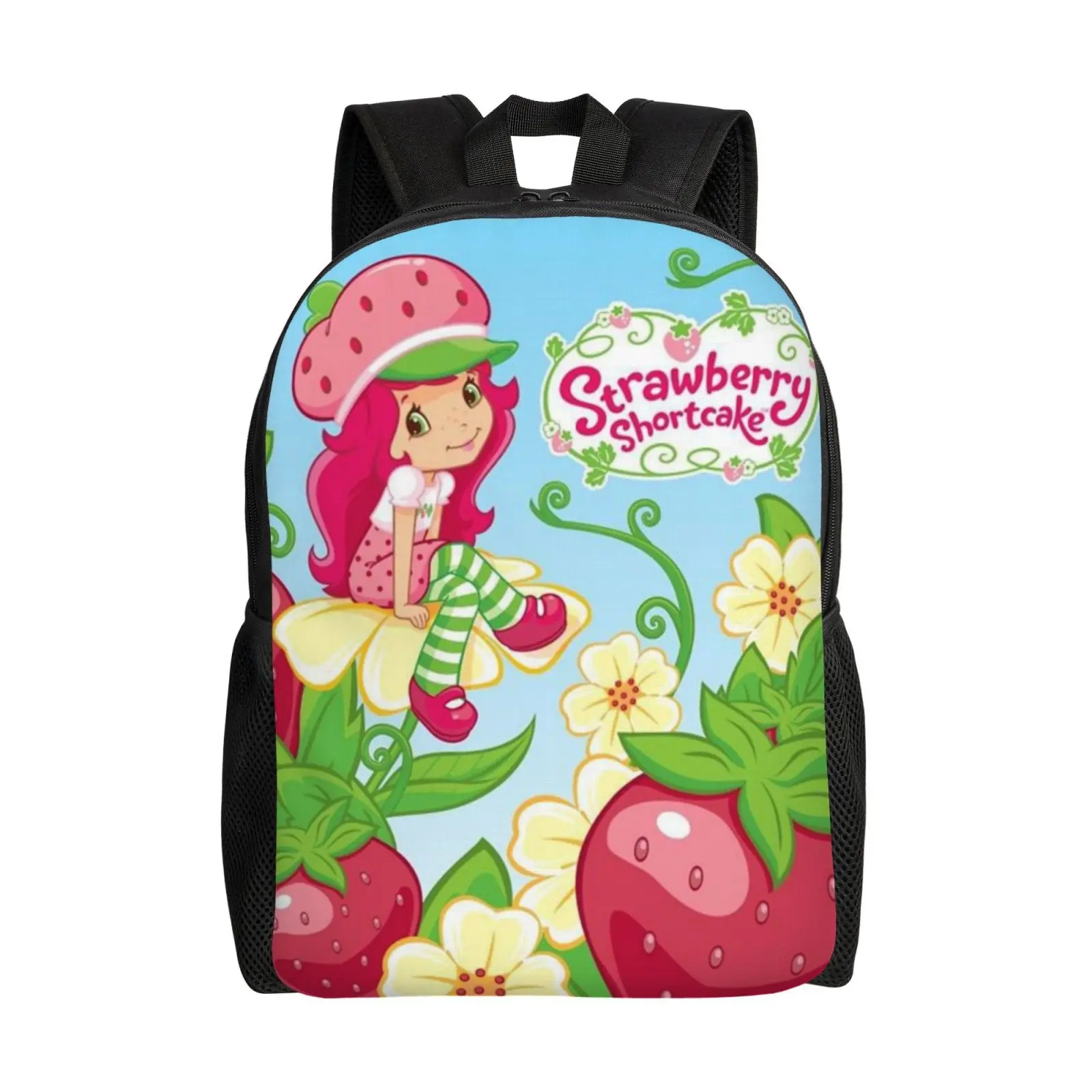 Strawberry Shortcake Backpack Water-Resistant Student School Bag Daily Campus Commute Use 17 Inch Laptop Bag For Boys And Girls Students