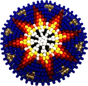 Deep Blue Starburst Beaded Rosette Appliqué