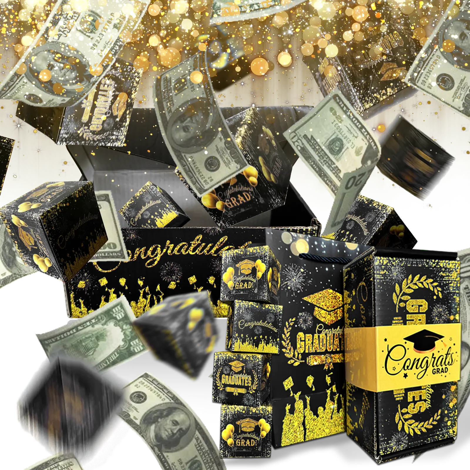 Class of 2026 Graduation & Birthday Surprise Explosion Gift Box - DIY Luxury Folding Bouncing Cash Money Case, Funny Pop-Up for High School & College Graduates, Festive Party Gift Supply