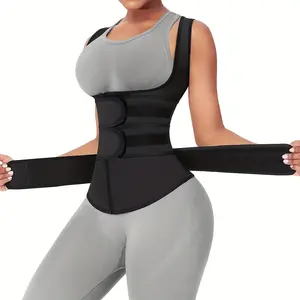 Women Black Waist Trainer Sports Workout Body Shaper Vest Zipper Waist Belt Tank Top Shapewear Womenswear Basic Plus Size High Yoga Pants Tummy Control Flare Leggings Shaperwear Seamless Sculpting Compression