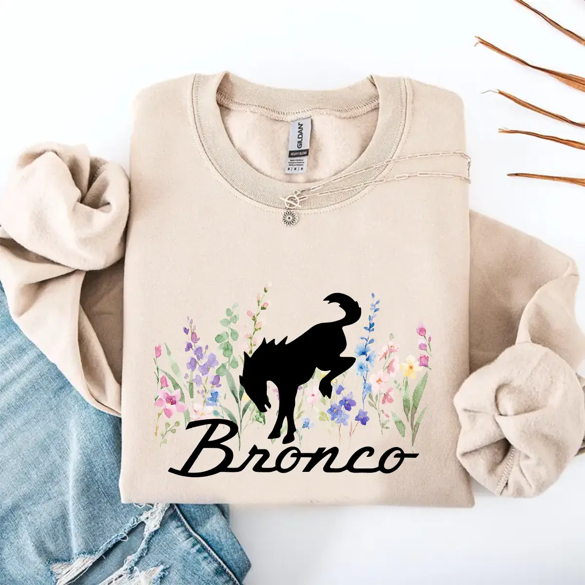 Bronco Crewneck Sweatshirt Bronco Wildflower Sweater Bronco Lover Sweater Bronco Christmas Gift Bronco Sweater Bronco Off Road Sweater