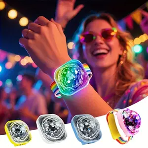 Party Favors | USB Rechargeable Disco Ball LED Light with Suction Cup - Portable Flashing Watch Bracelet, Ideal Gift for Parties, Birthdays, and Celebrations, Camping Lantern | Fun Design | Suction Cup Attachment, Bedroom LED Light decorative lamp decor
