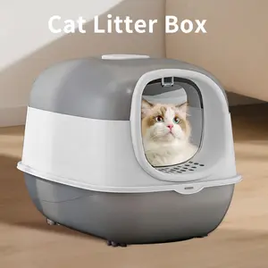 Deluxe Covered Cat Litter Box with Odor Control Lid and Easy Access for Cats