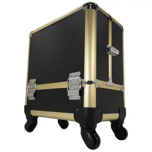TZ Case  Wheeled Beauty Organizer Gold Black Dot