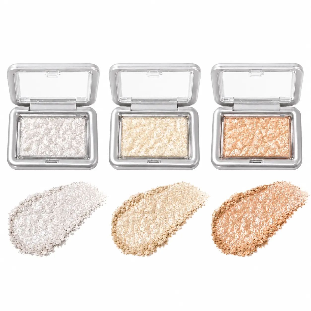 3-Color Multi-Use Shimmer Highlighter-Eyeshadow Palette, Glitter Powder Cosmetic for Face & Eye Makeup Routine
