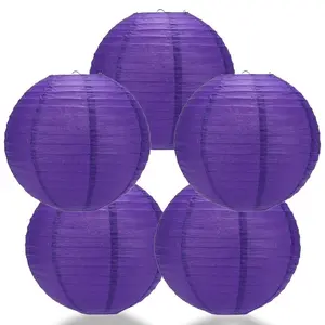 CLOSEOUT 5-Pack 36 Inch Plum Purple Jumbo Parallel Ribbing Round Paper Lantern