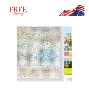 Window Privacy Film Stained Glass Window Film, Mosaic Rainbow, 17.5 x 78.7 inches