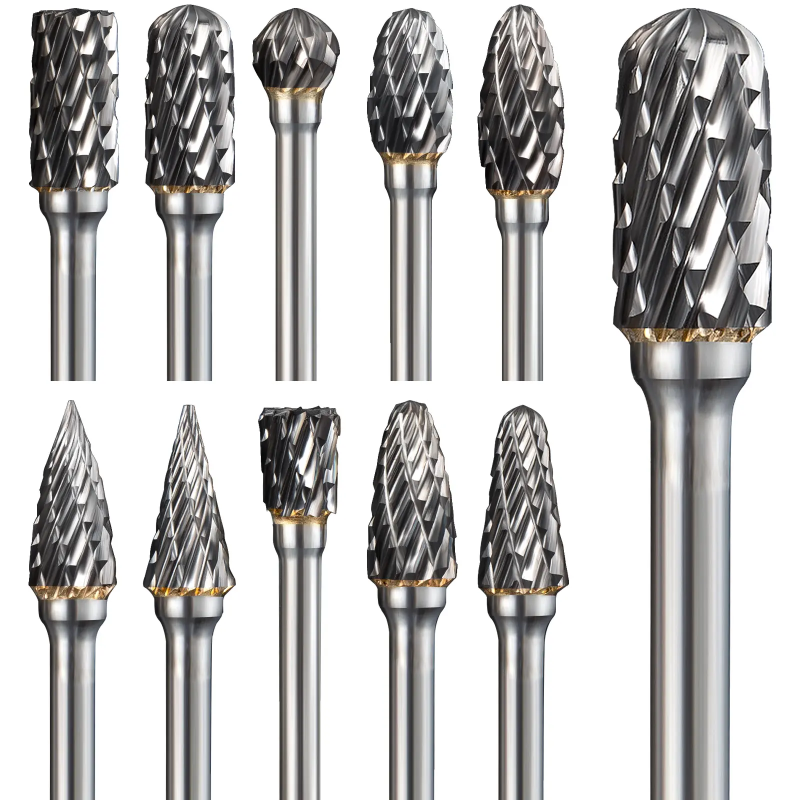 Tungsten Carbide Double Cut Burr Bits Set, 1/8" Shank Power Tool Accessory Kit for Dremel, Woodworkers’ Tool for Wood/Metal Working