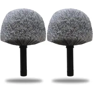 2 Pack Robust Cobweb Duster  Brush - Superior Twist-On Web Cleaning Tool - Spider Web Remover Brush Compatible with Standard 3/4 Inch Threaded Poles for Outdoor & Indoor Use -  Only (Grey)