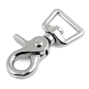 Jeffers Nickel-Plated Die Cast Trigger Snap (Scissor Snap) with Swivel Square Eye