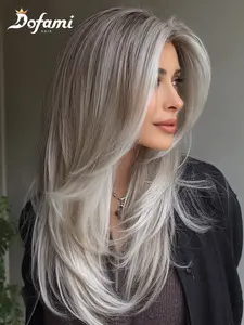 13x6 HD Pre-Plucked Lace Front Wig Long Straight Hair with Layers, Natural Fashionable Style, Suitable for Daily Wear & Activities