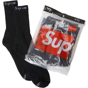 Supreme Hanes Socks (4 Pack) Black