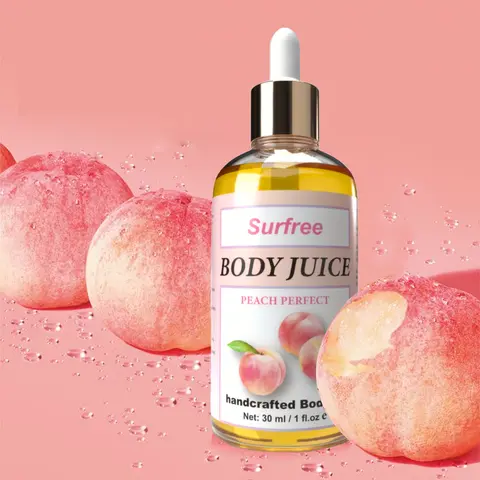 Surfree 30ml Strawberry & Peach Aroma Body Oil Perfume Bottle, Moisturizer, Hydrating Sweet Fruit Scent, Anytime Daily Skin Care & Massage Use, Leaves Soft Skin, Ideal Christmas Gift