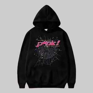 Pink Spider Shirt, Sweatshirt Youth And Adult, Spiderweb Hoodie, Unisex Oversized Streetwear Pullover, Hip-Hop Gothic Graphic Top for Couples