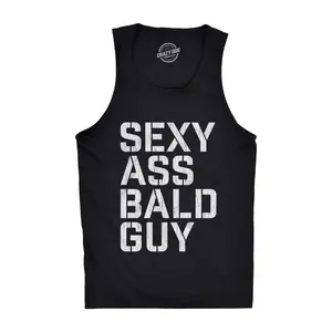 Mens Sexy Ass Bald Guy Fitness Tank Funny Father's Day Dad Husband Grandpa Gift Novelty Tanktop Funny Workout Shirt for Men with Plus Sizes Dad Joke Tank Top for Men Funny Sarcastic Sleeveless Tee Novelty Tank Black