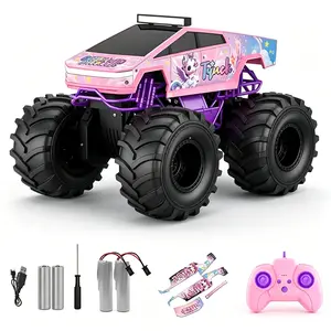 1:18 4WD Waterproof Amphibious RC Car, All-Terrain Off-Roading Pink Monster Pickup Truck, 2.4GHz Remote Control Toy, Perfect Gift for Kids Aged 6+