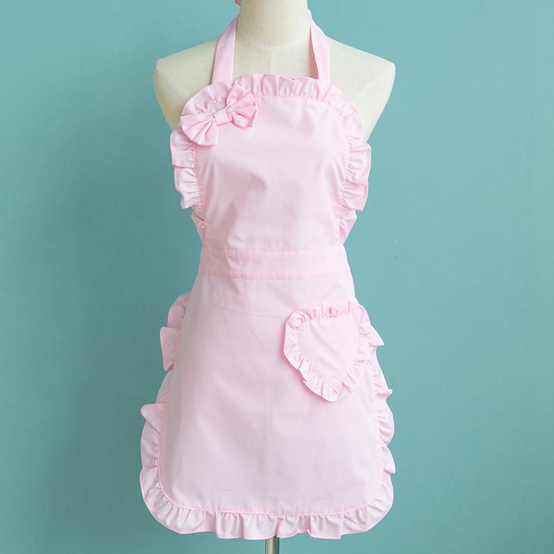 Cute Ruffle Trim Apron, Solid Color Kitchen Apron, Fashionable Cookware ...