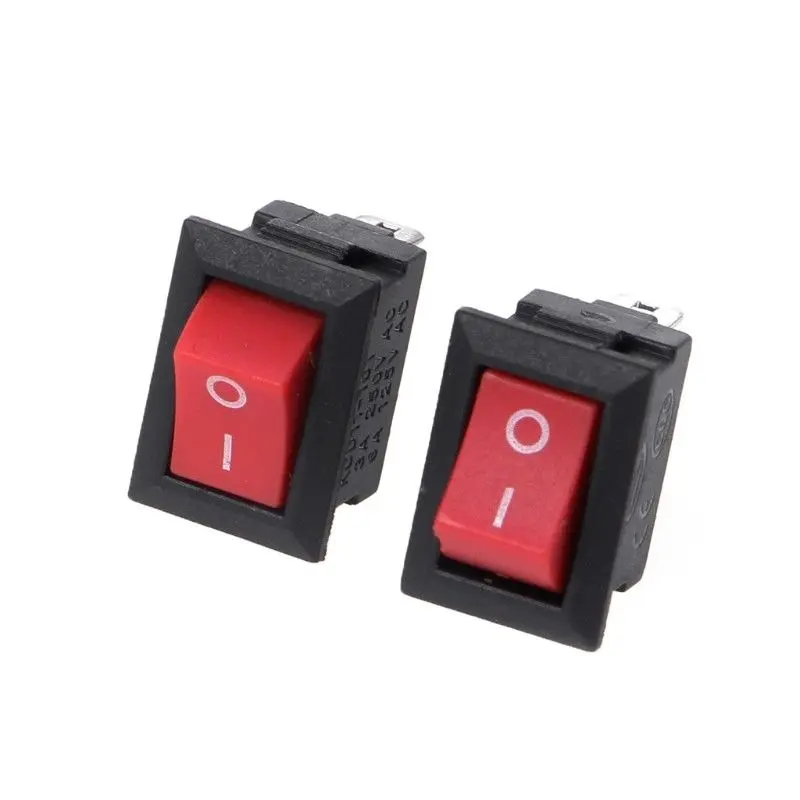 Mini Rocker Switch - Red KCD117S SPST ON/OFF, 2-Pin, 125VAC/6A, Miniature 15mm × 10mm (½" × ⅜") - 2/5/10 Pack