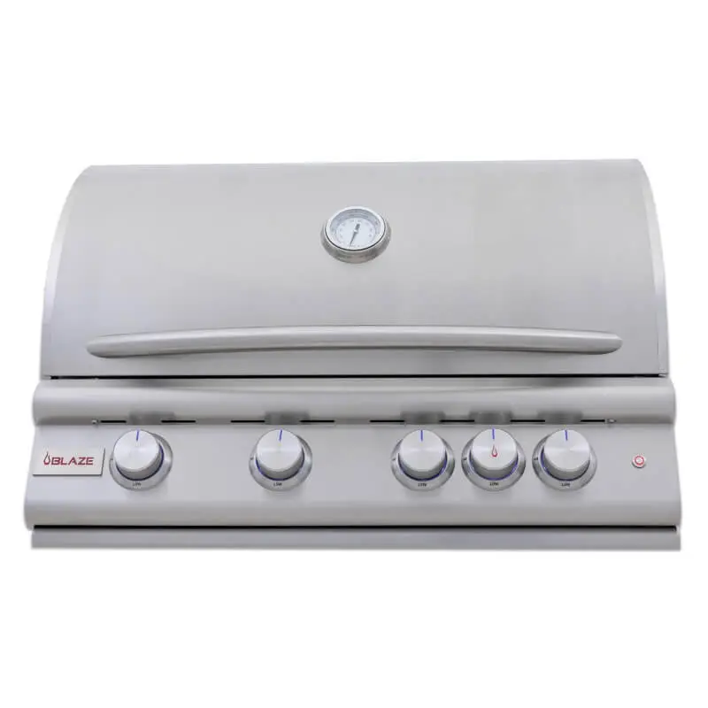 Blaze Premium LTE+ Marine Grade 32 Inch 4-Burner Gas Built In Grill w/ Rear Infrared Burner w/ Lift-Assist Hood