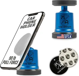 Mob Armor MobNetic Maxx - USA Assembled Magnetic Phone Holder for Car, Magnetic Car Phone Mount, 90-Degree Tilt, 360-Degree Rotation, Aluminum Metal, Compatible with iPhone & Android - Blue