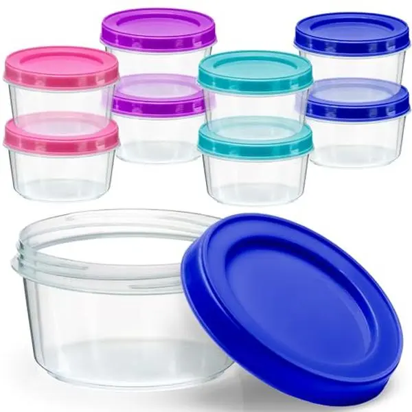 8 Pack 7 oz Plastic Food Storage Containers with Screw Lids, BPA-Free Reusable Stackable Jars for Snacks, Meal Prep & Travel