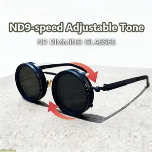 Unisex 2026 Full-Rim Polarized Sunglasses - UV400 Vintage Punk Eyewear, Adjustable Dimming, Lightweight, Anti-Ultraviolet Dark-Lensed Men's Fishing Glasses, Adults' Fashion Accessories for Daily Wear, Polarized Glasses