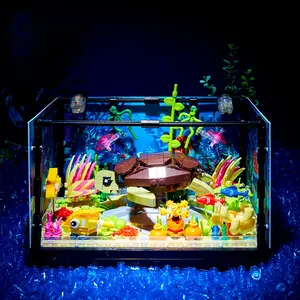 Aquarium Turtle Building Block Set Toy, Building Block Model, Moveable Fish Tank Construction Kit, Creative Aquarium Toy, Educational Gift for Adults and Kids