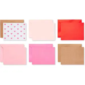 American Greetings Bulk Blank Valentine Note Cards with Envelopes, Pink Heart Stationery (200Count)
