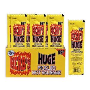 Herb’s Huge Pickled Hot Sausage – 20 Count, Spicy, Flavor