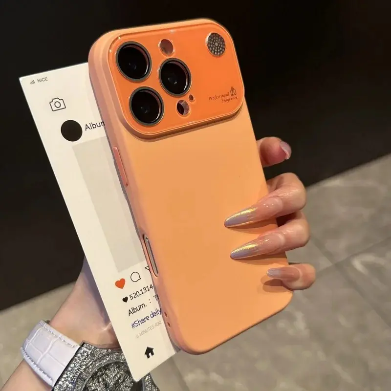 Liquid Silicone Soft TPU Smartphone Case - Lens Protector, Fragrance Function, Shockproof Plain Cover for iPhone 17/16/15/14 Plus/13/12 Pro Max, Mobile Phone Accessory