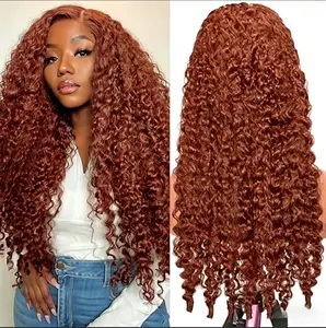 Glueless HD Lace Wig Ginger Brown Natural Wig 33 # reddish brown wig