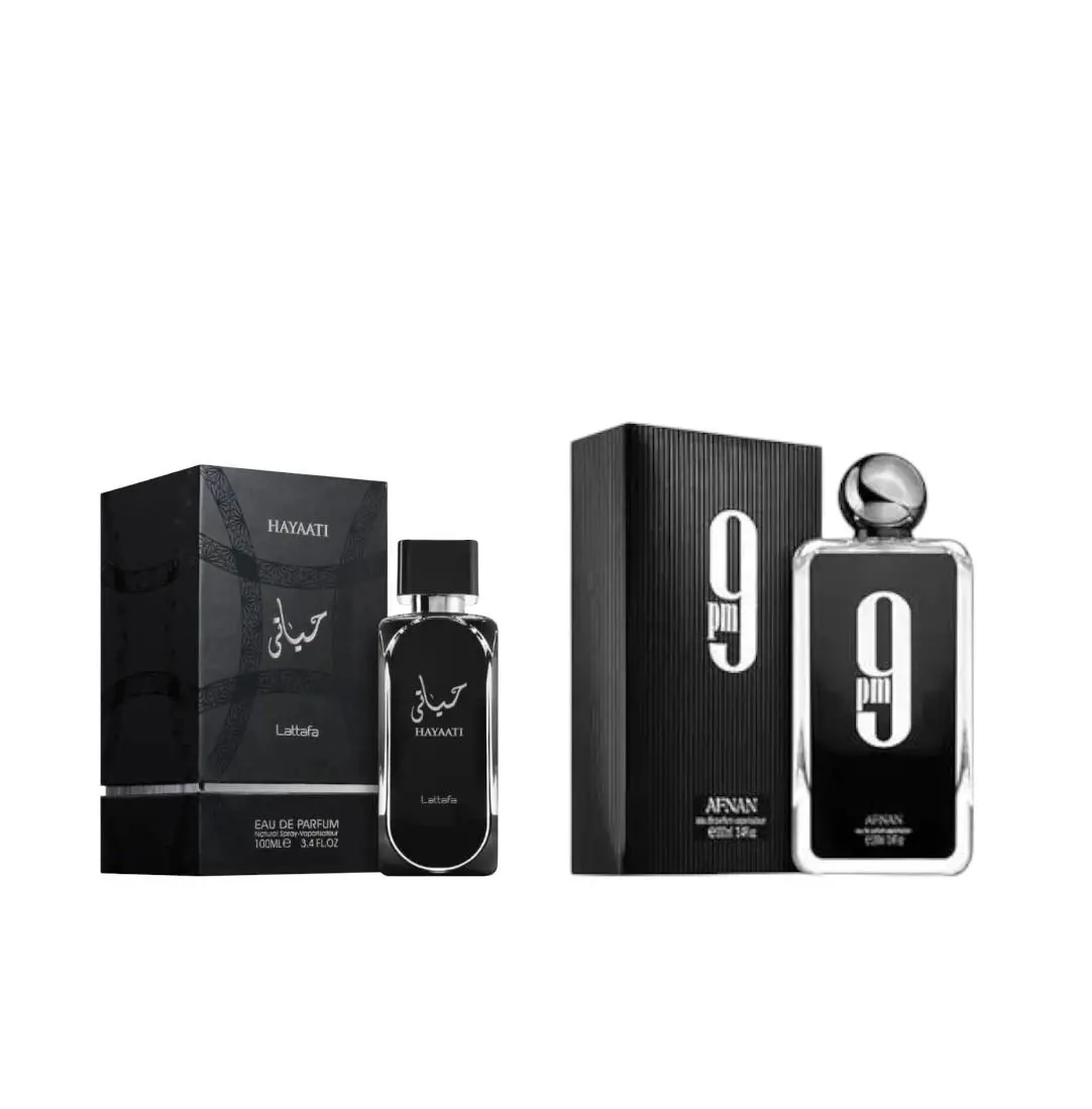 Oudlash Bundle | Afnan 9PM + Lattafa Hayaati Black | Mens Fragrance | 100ML | Eau De Parfum | Crisp Apple, Bergamot, & Cinammon