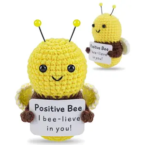 1pc Creative Gift, Interesting Decorative Ornaments, Hand-Knitted Plush Desktop Ornaments With Positive Energy Cards, Crochet Figure, Suitable for Friends' Emotional Encouragement, Birthday Gifts, Holiday Home Decorations, and Back-To-School Gifts
