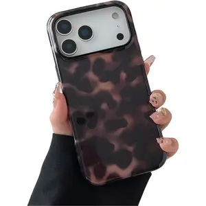 MagneticCompatible with iPhone 17 Pro Max Case Tortoise Shell Phone Case for Women Girl Shockproof TPU and Hard PC Protective Cover - Amber Brown Leopard Vintage Union Jack