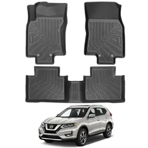 Canvcle Floor Mats for Nissan Rogue 2014-2020 All Weather TPE Liners Non-Slip Edge Protection Easy Clean Durable Car Interior Kit