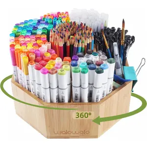 Rotating Art  Organizer  Holds 800+ Pencils Spinning Crayon 160 Marker Holder Desk Brush Colored Pencil Storage for Office Classroom Organization Stationary (Larger VER)