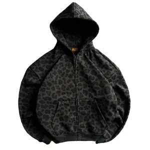 2025 Fashionable Zipper Hoodie Leopard Print Sweatshirt Streetwear Retro Dark Slim Fit Unisex Loose Fit   Menswear Long Sleeve, perfect hoodie