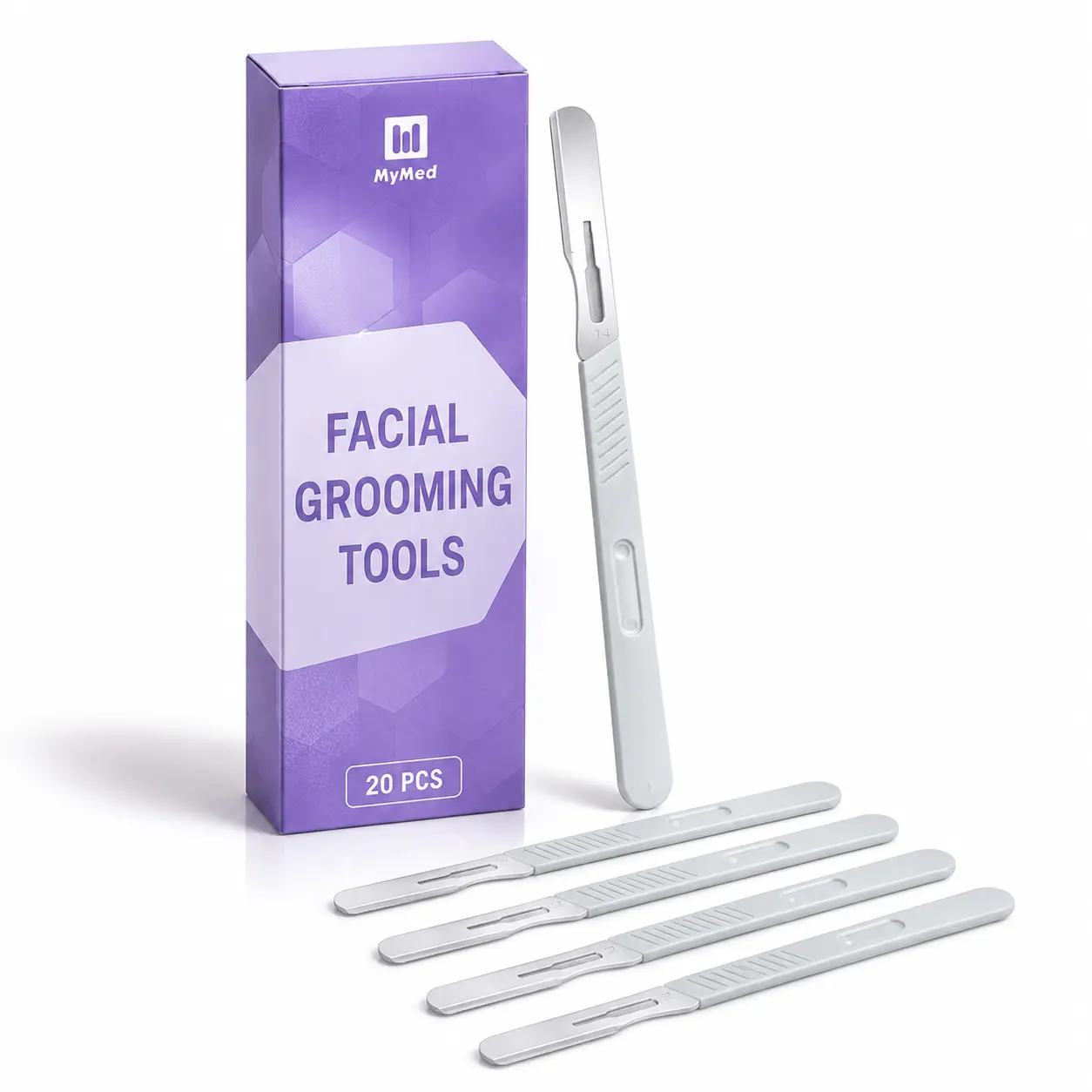 20-Count At-Home Dermaplaning Tools for Face – Disposable Facial Grooming Razors for Women, Comfortable Grip, Beauty Routine & Makeup Prep