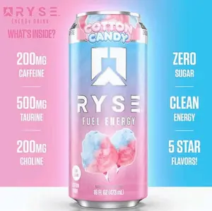 Ryse Fuel Cotton Candy Pre-Workout Supplement Beverage - Energy-Boosting, Performance-Enhancing Fitness Drink Mix for Active Individuals, 12pk Can Case