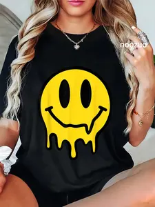 100% Cotton Melting Yellow Smile Funny Smiling Melted Dripping Face Cute T-Shirt