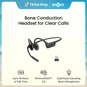 OpenComm2 UC 2025 Upgrade - Open-Ear Wireless Computer Headset with Boom Mic, Bone Conduction Bluetooth Stereo Headphones, USB-A/C Dongle Compatible with PC and Mac, Zoom Certified - C120UC