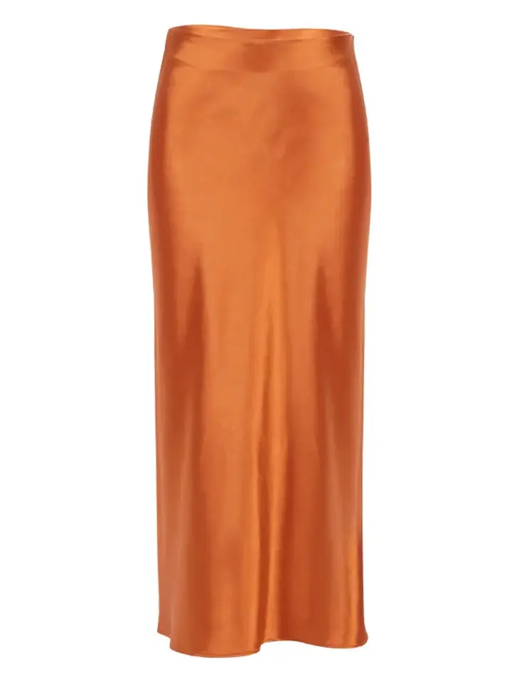 Elegant Satin Mid-Waist Skirt