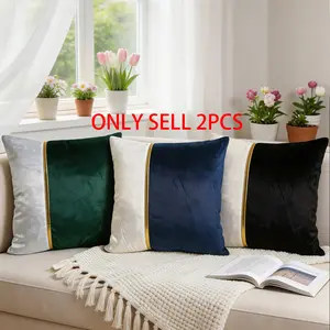 Swan Velvet Leather Pillow Covers Set of 2, Home Textile Soft Solid Square Cushion Cases for Sofa Living Room, 18x18 Inches No Filler