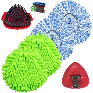 Mop Head O Cedar, Spin Mop Head for Ocedar Easywring 2 Tank System, Mop Includeds 4 Mop , 1 Spin Scrub Brush & 1 Base