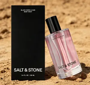 Salt & Stone Black Rose & Oud Unisex Body Mist 3.4 fl oz 100ml, Skincare-Infused Hair & Body Spray, Hydrating Blend with Glycerin & Red Algae, Rich Dark Floral Woody Aroma, Vegan & Cruelty-Free Long-Lasting Daily Fragrance