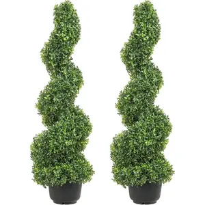 VEVOR Artificial Boxwood Spiral Topiary Trees, 4ft Tall (2 Pieces) Faux Plant Outdoor, All-Year Green Fake Plant with Replaceable Leaves for Decorative/Indoor/Porch/GardenVEVOR Super Brand Day