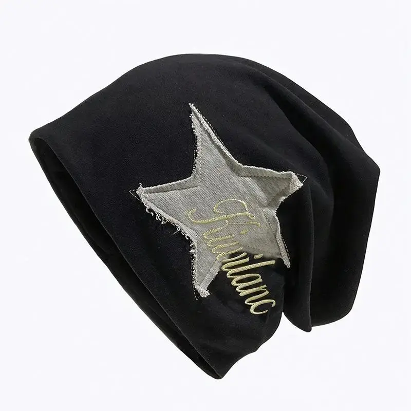 Unisex Knit Beanie Star Embroidery Lightweight Stretchy Fabric Four Colors Casual Fashion Hat Ideal Valentine's Day Gift For Boyfriend