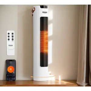ROVSUN 24IN Electric Space Heater w/Remote & APP Control, 1500W Portable Tower Heater w/Oscillating for Indoor Use, Timer, Adjustable Thermostat, Tip-over & Overheat Protection for Bedroom Living Room