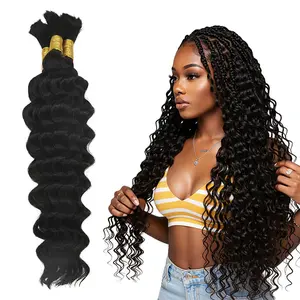 GK Loose Deep Wave Bulk Braiding Real Human Hair for Boho Braids 3 Strands/Pack 110g Totally No Weft for Wear Long Lasting No Shedding Smell Good Natural Curls Knotless Braids